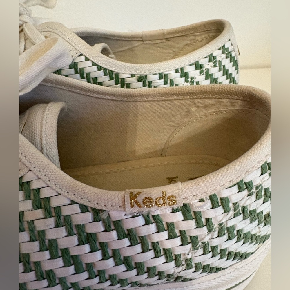 Kate Spade New York x Keds Triple Up Woven Platform Sneakers in Green/White, 7.5 - Picture 11 of 15